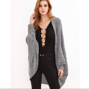Grey Oversized Batwing Cardigan